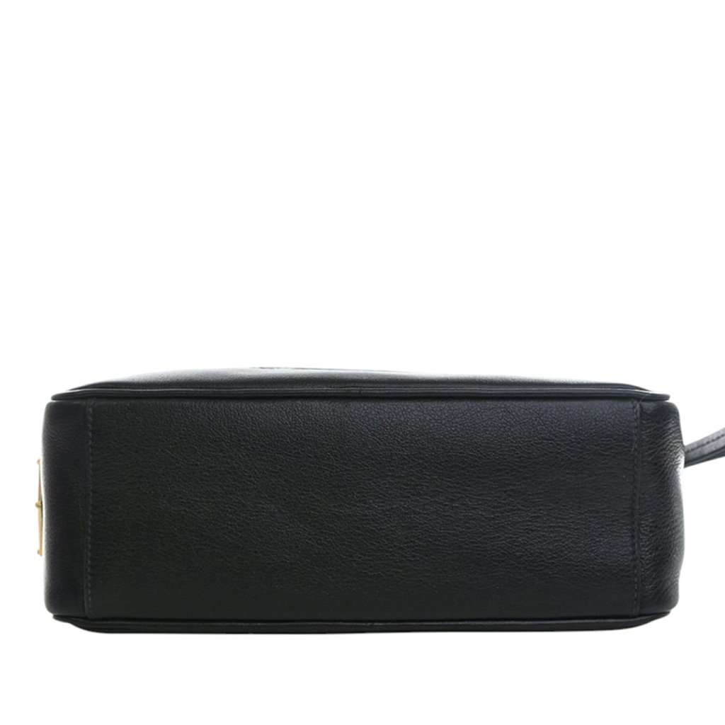 Prada Small Embossed Calfskin Canapa Logo Camera Bag Black Leather Very good condition - Box View