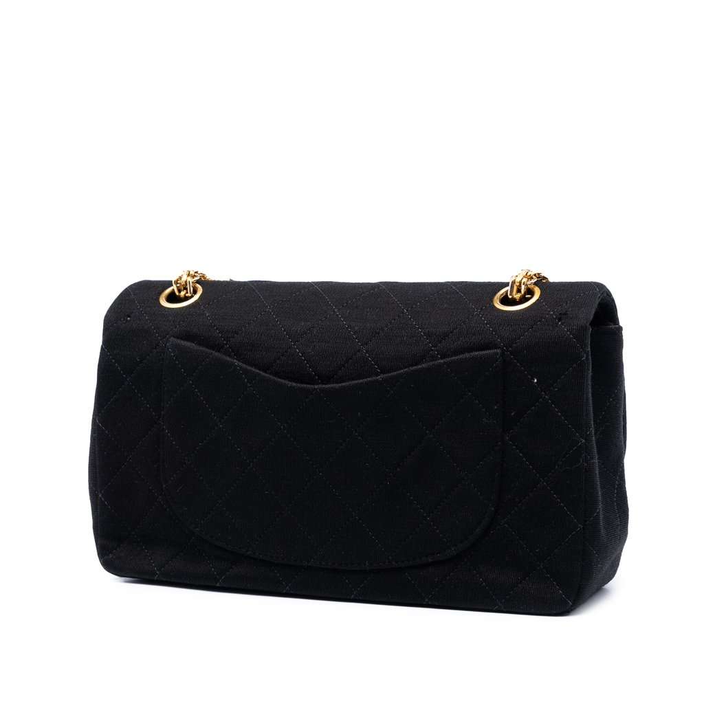 Chanel Small Classic Jersey Double Flap Black Very good condition - Back View