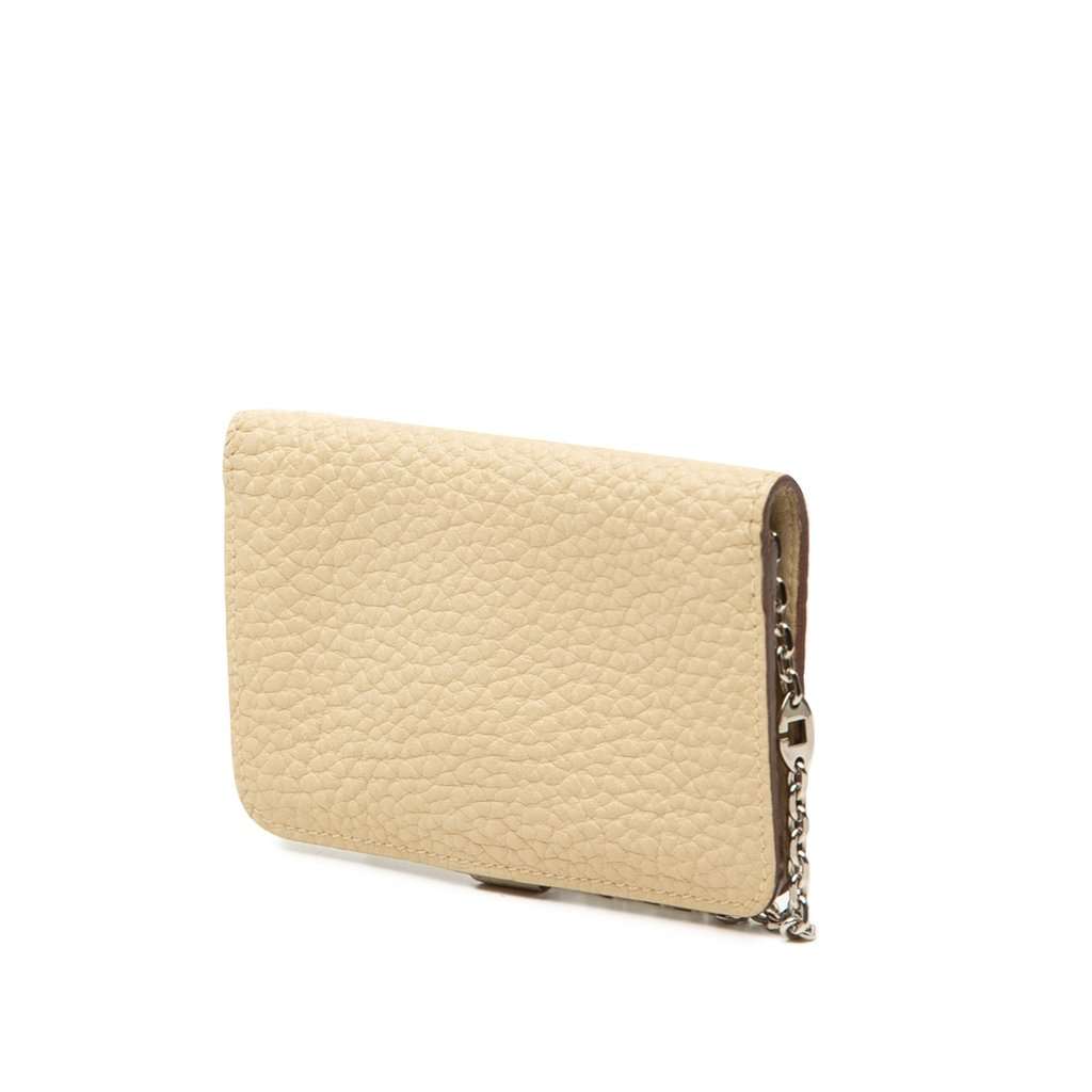 Hermès Clemence Dogon Card Holder with Chain Beige Leather Very good condition - Back View