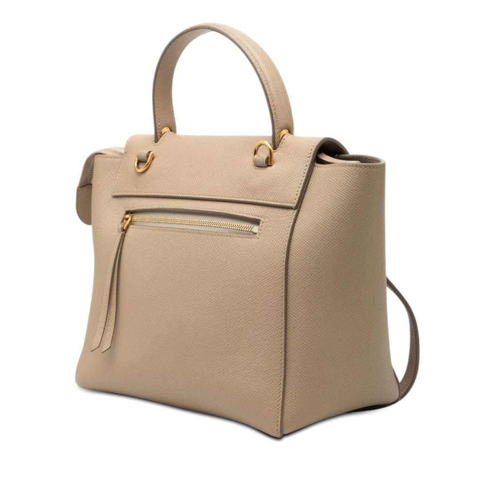 Celine Micro Grained Calfskin Belt Bag Beige Leather Very good condition - Back View