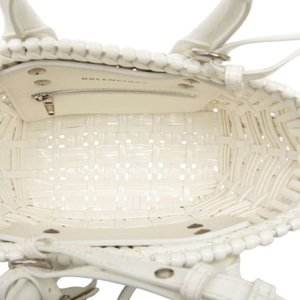 Balenciaga Faux Leather Bistro Basket Bag XXS White Very good condition - Model View