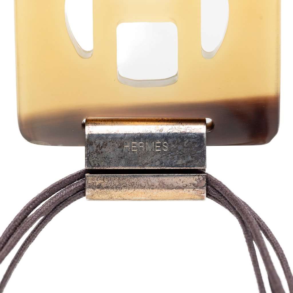 Hermès Buffalo Horn Square Pendant Necklace Brown Very good condition - Inside View