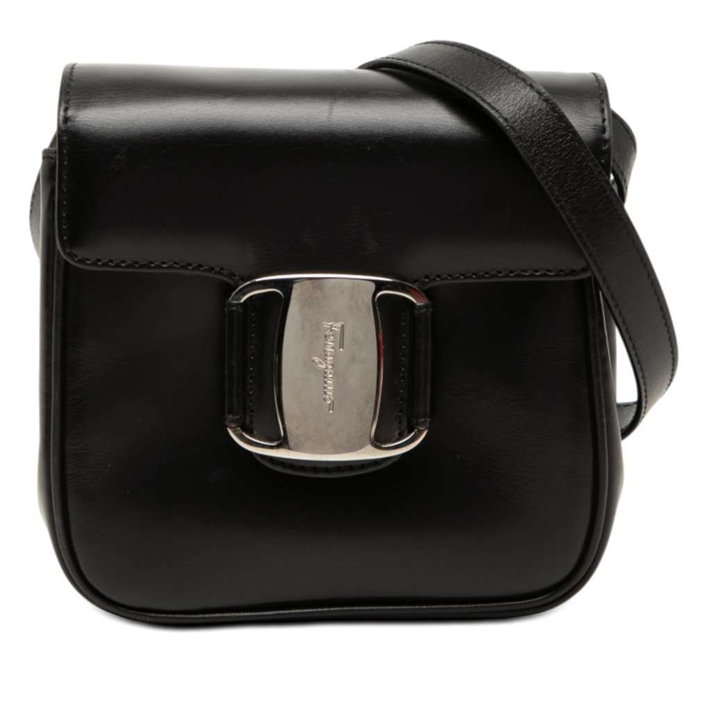 Ferragamo Mini Leather Vara Crossbody Black Leather Very good condition - Front View