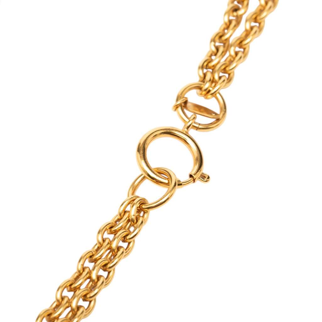 Chanel Gold Plated Faux Pearl Multistrand Pendant Necklace Gold Metal Very good - Inside View