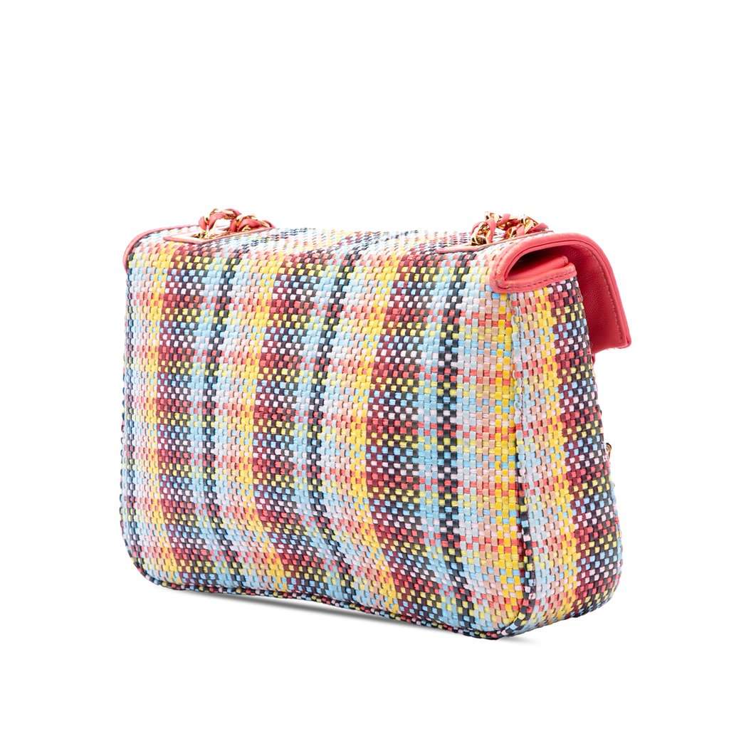 Fendi Multicolor Woven Nappa Be Baguette Crossbody Pink Leather Very good condition - Back View