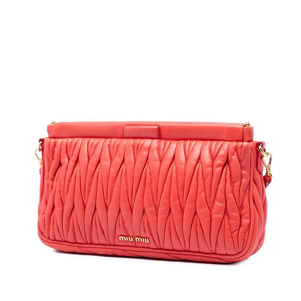 Miu Miu Matelasse Nappa Frame Shoulder Bag Red Leather Very good condition - Back View