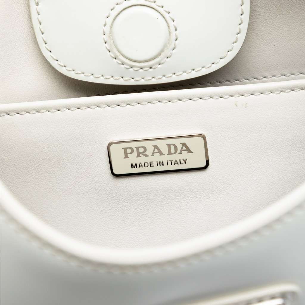 Prada Spazzolato Leather Cleo Shoulder Bag White Leather Very good condition - Box View