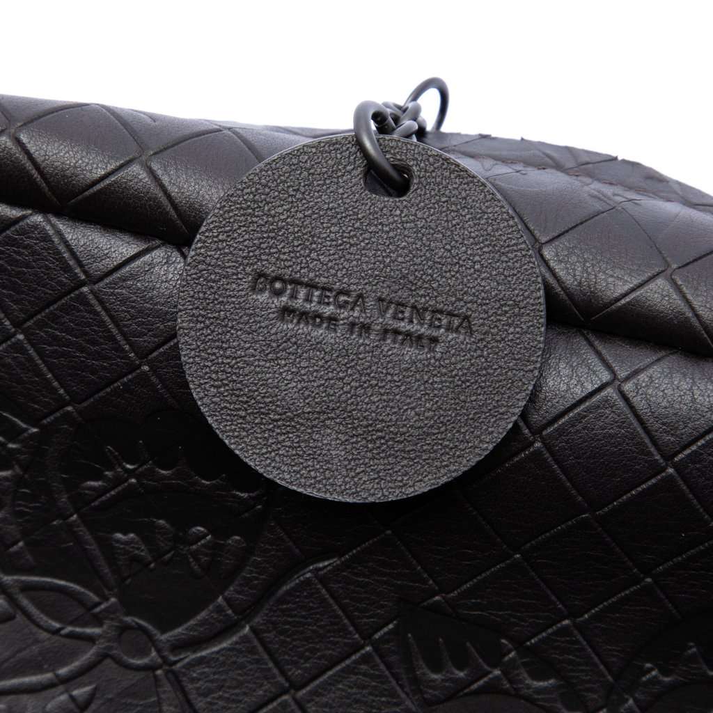 Bottega Veneta Small Calfskin Intrecciomirage Embossed Butterfly Chain Crossbody Black Leather Very good - Box View