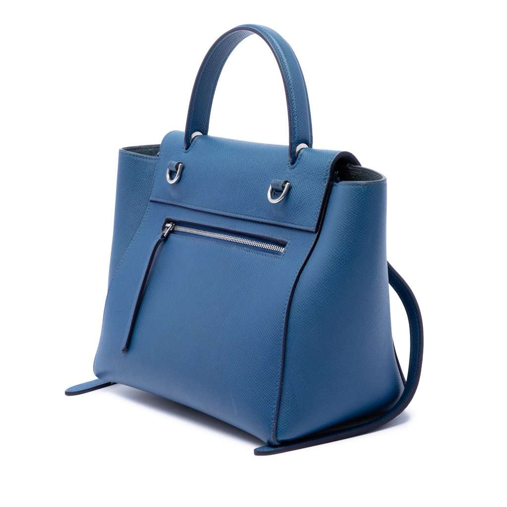 Celine Micro Grained Calfskin Belt Bag Blue Leather Very good - Back View