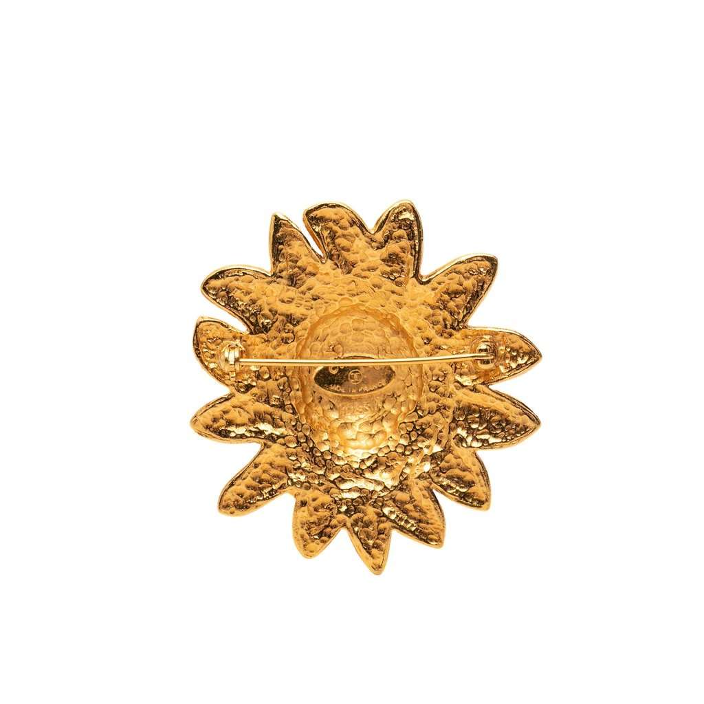 Chanel CC Gold Plated Lion Head Sun Brooch Gold Metal Very good condition - Inside View