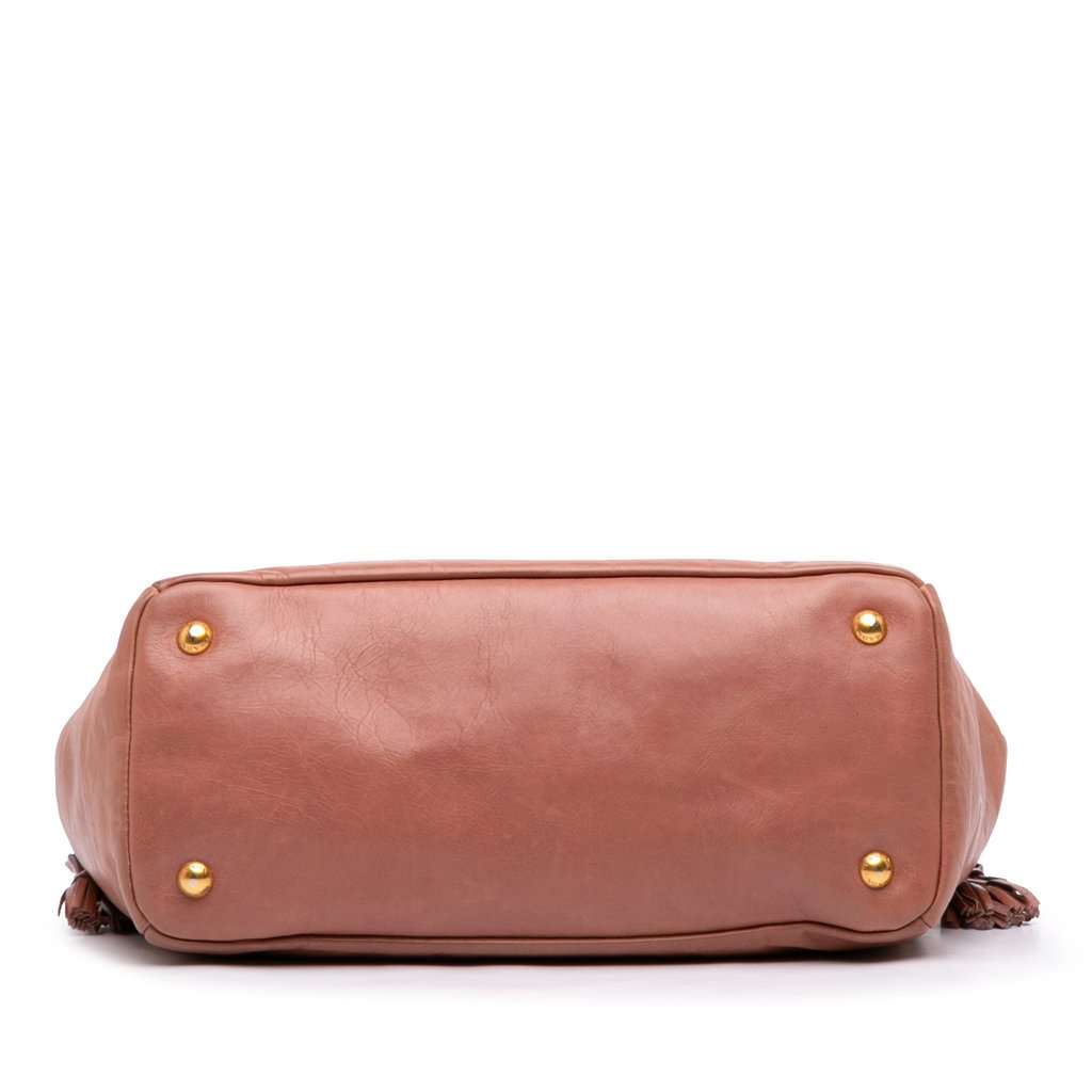 Prada Vitello Shine Satchel Brown Leather Good - Inside View