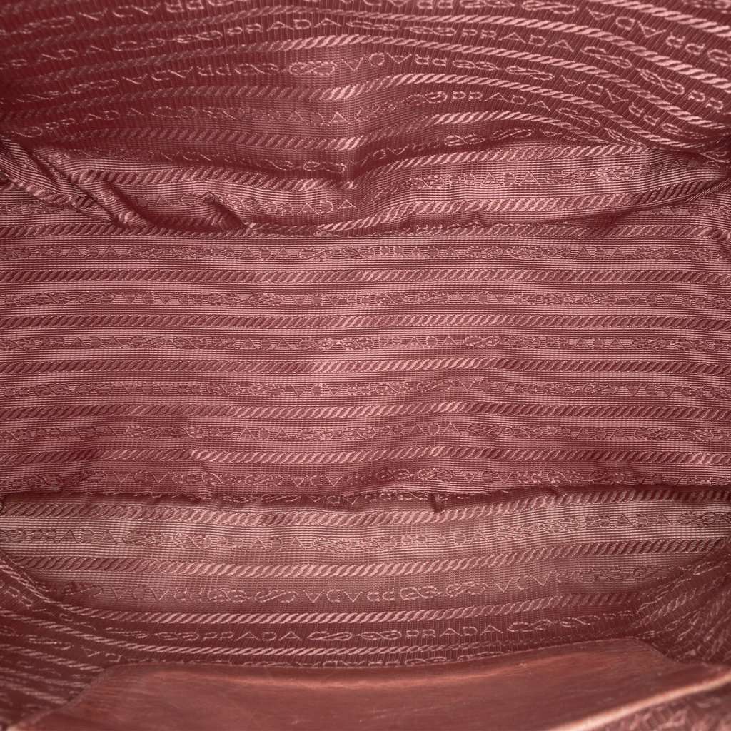 Prada Vitello Shine Satchel Brown Leather Good - Model View