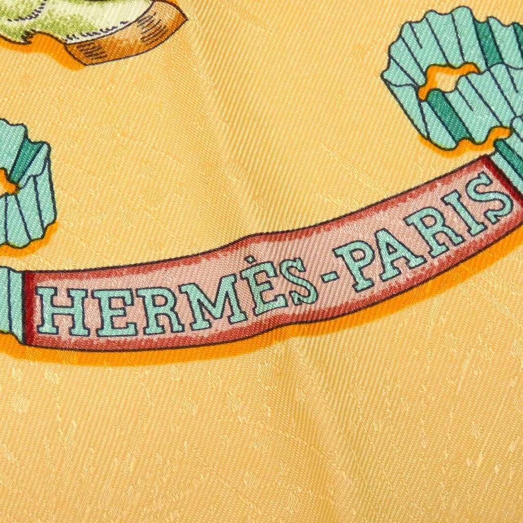 Hermès Les Fetes du Roi Soleil Silk Scarf 90 Yellow Very good - Model View
