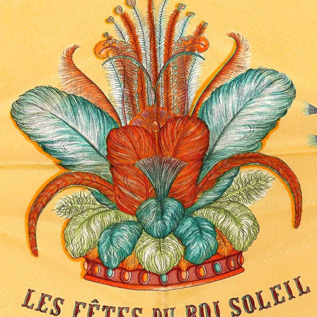 Hermès Les Fetes du Roi Soleil Silk Scarf 90 Yellow Very good - Box View