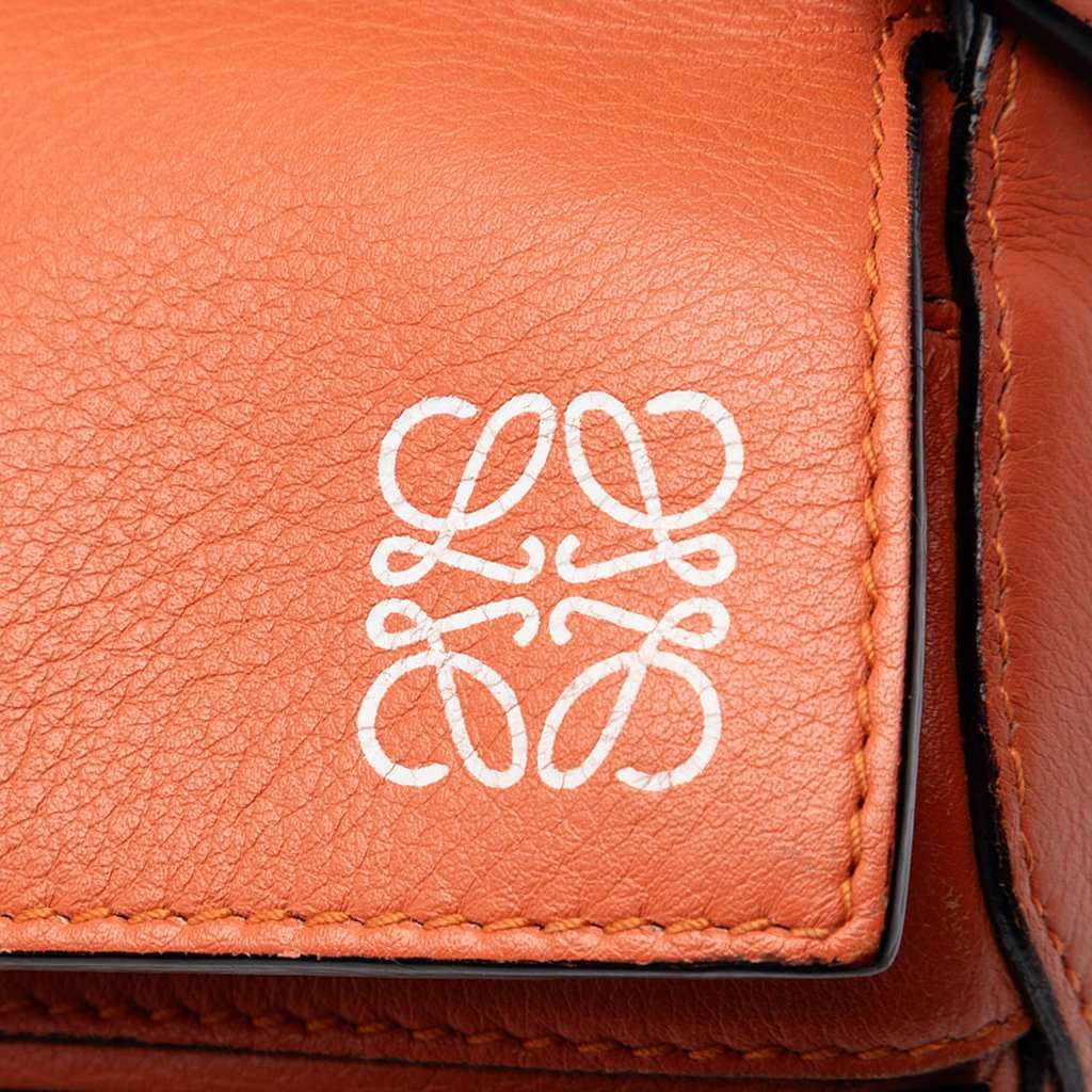 Loewe Small Calfskin Puzzle Satchel Orange Leather Very good condition - Box View