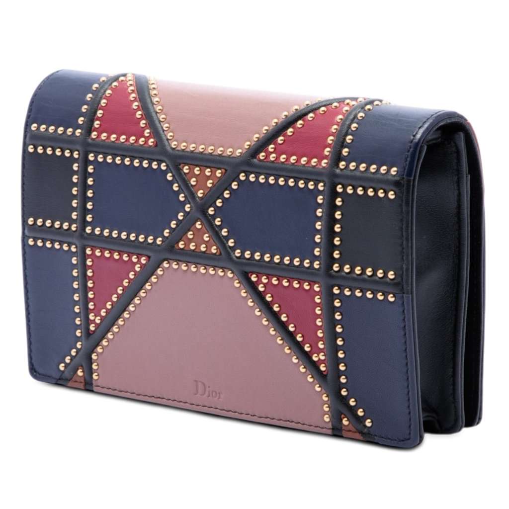 Dior Small Multicolore Studded Lambskin Diorama Flap Pink Leather Very good condition - Back View
