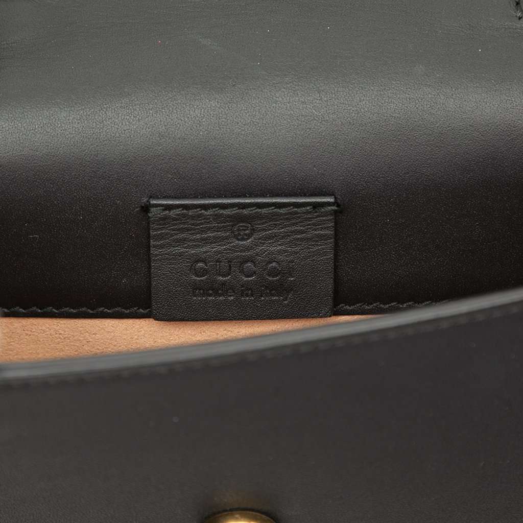 Gucci Super Mini Calfskin Web Sylvie Chain Crossbody Black Leather Very good condition - Box View