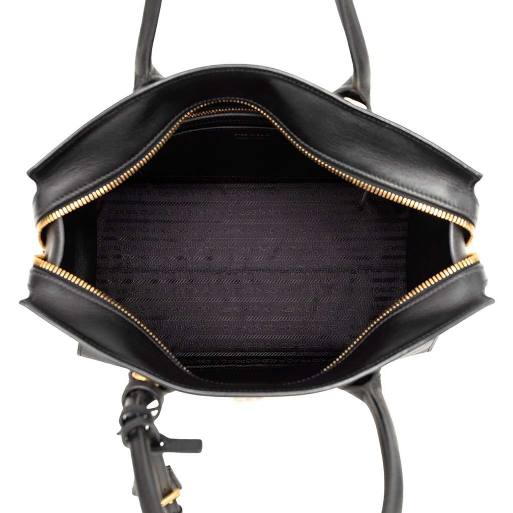 Prada Bicolor Saffiano and City Calf Esplanade Satchel Black Leather Very good - Model View