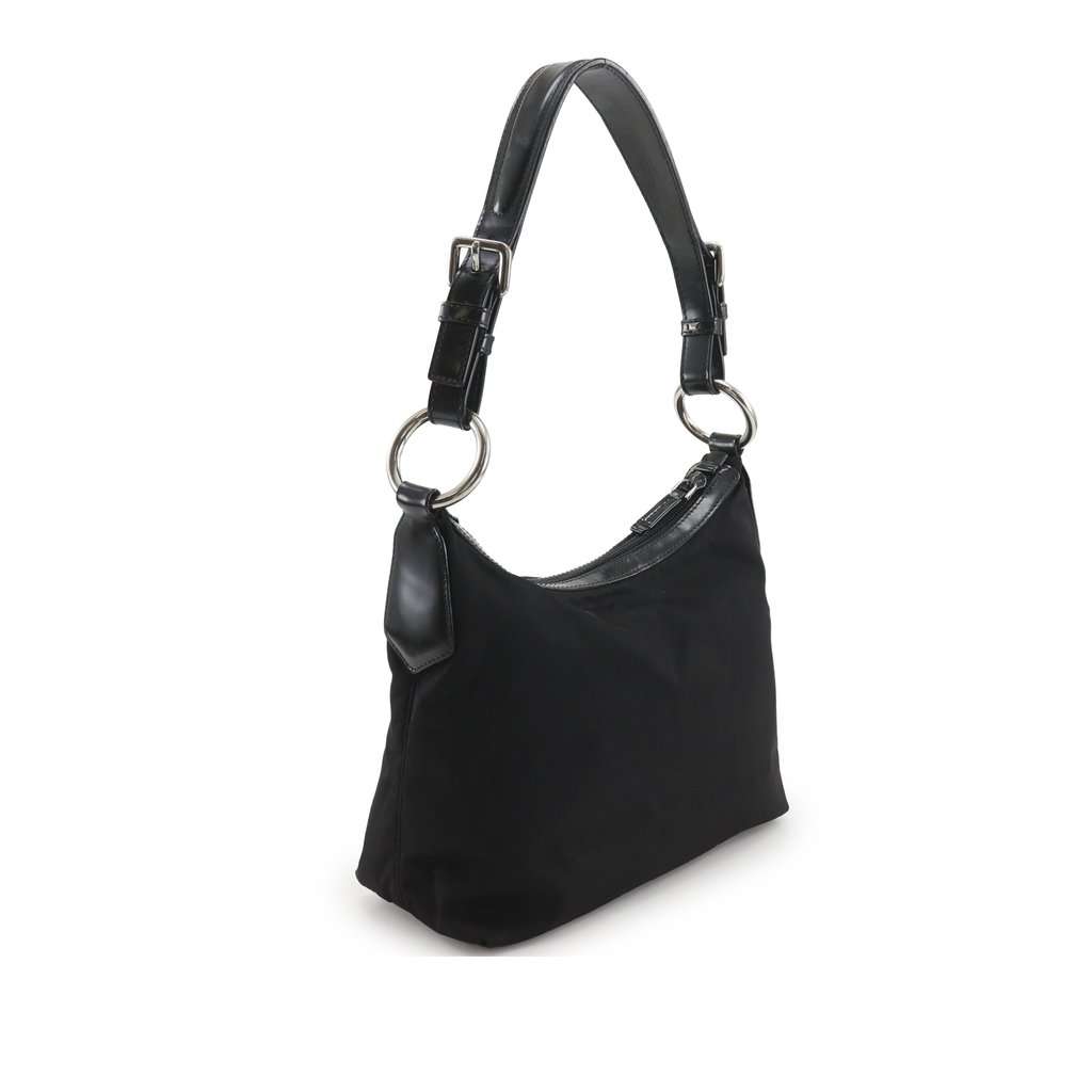 Prada Canapa Logo Tessuto Shoulder Bag Black Very good condition - Back View