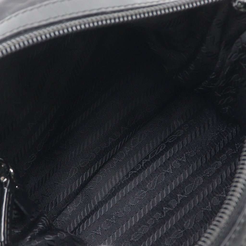 Prada Canapa Logo Tessuto Shoulder Bag Black Very good condition - Box View