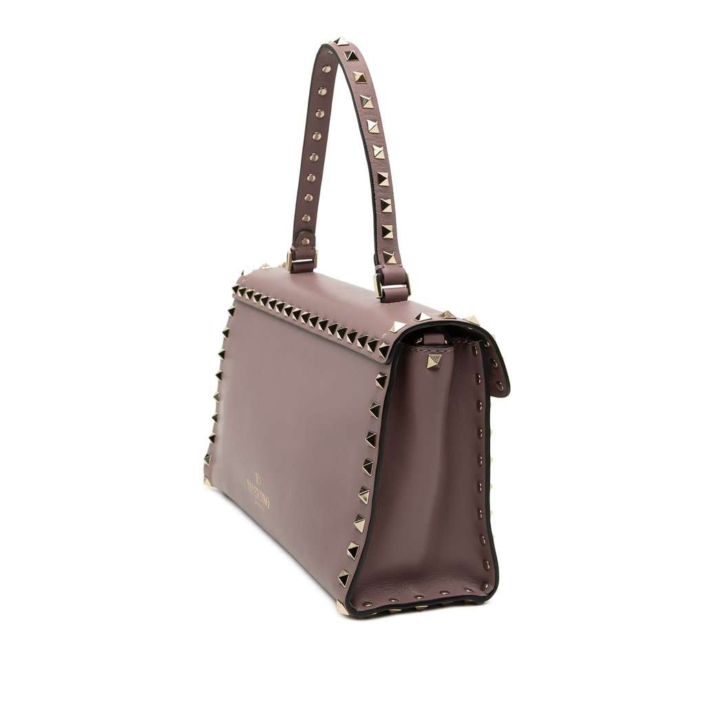Valentino Small Leather Rockstud Single Handle Flap Pink Leather Very good condition - Back View
