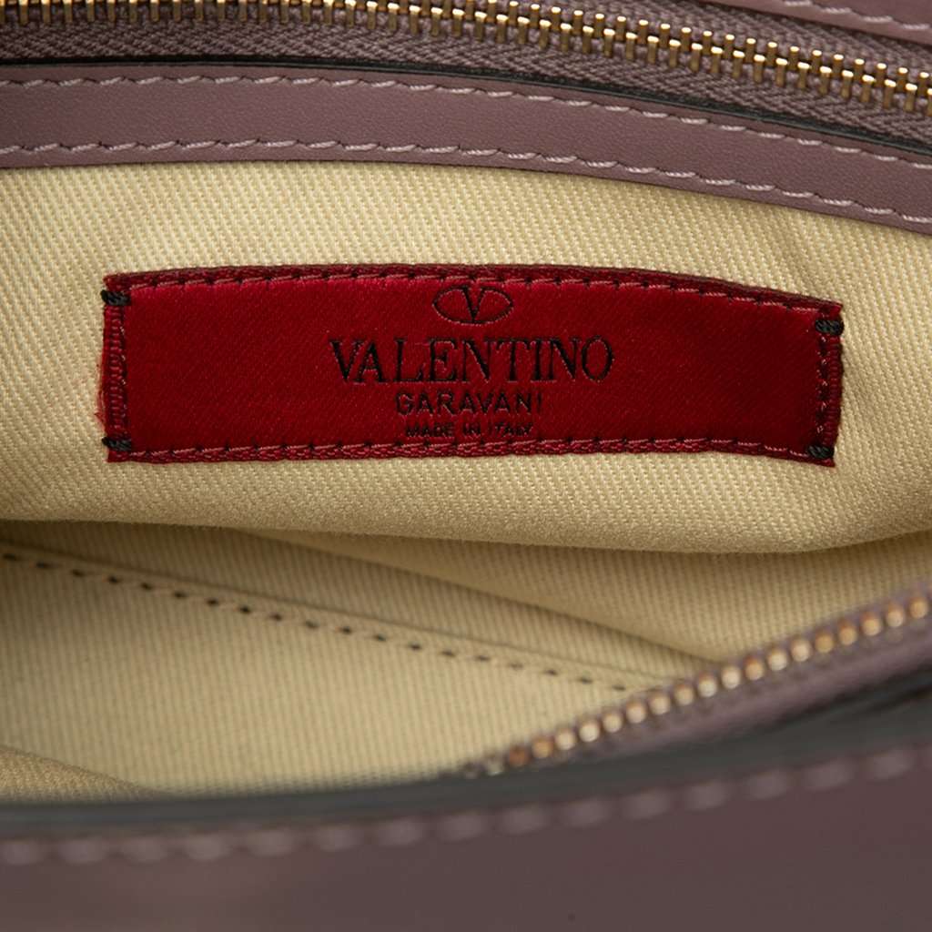 Valentino Small Leather Rockstud Single Handle Flap Pink Leather Very good condition - Box View
