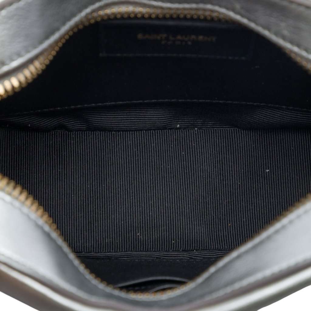 Saint Laurent Small Metallic Calfskin Classic Monogram Camera Bag Silver Leather Very good - Model View