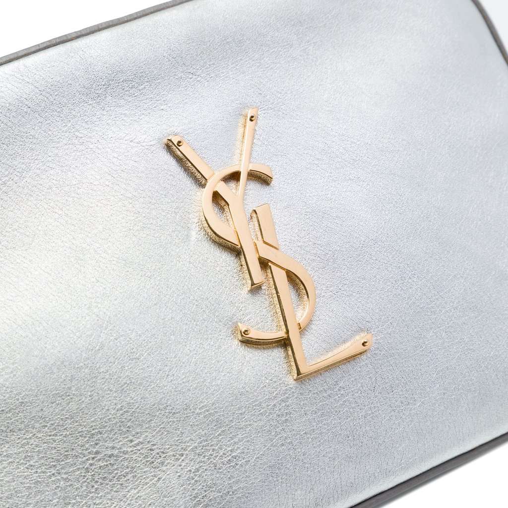 Saint Laurent Small Metallic Calfskin Classic Monogram Camera Bag Silver Leather Very good - Box View