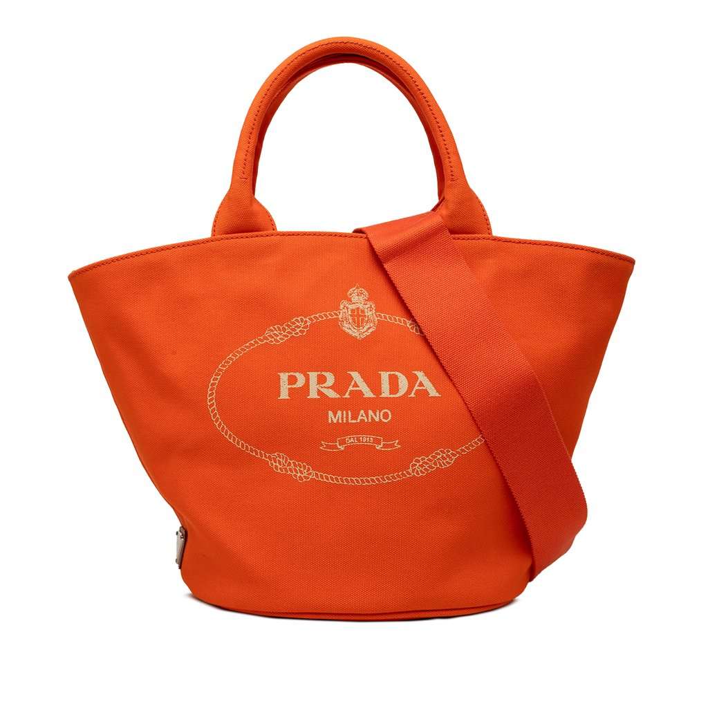 Prada Canvas Canapa Logo Tote Orange Very good - Front View