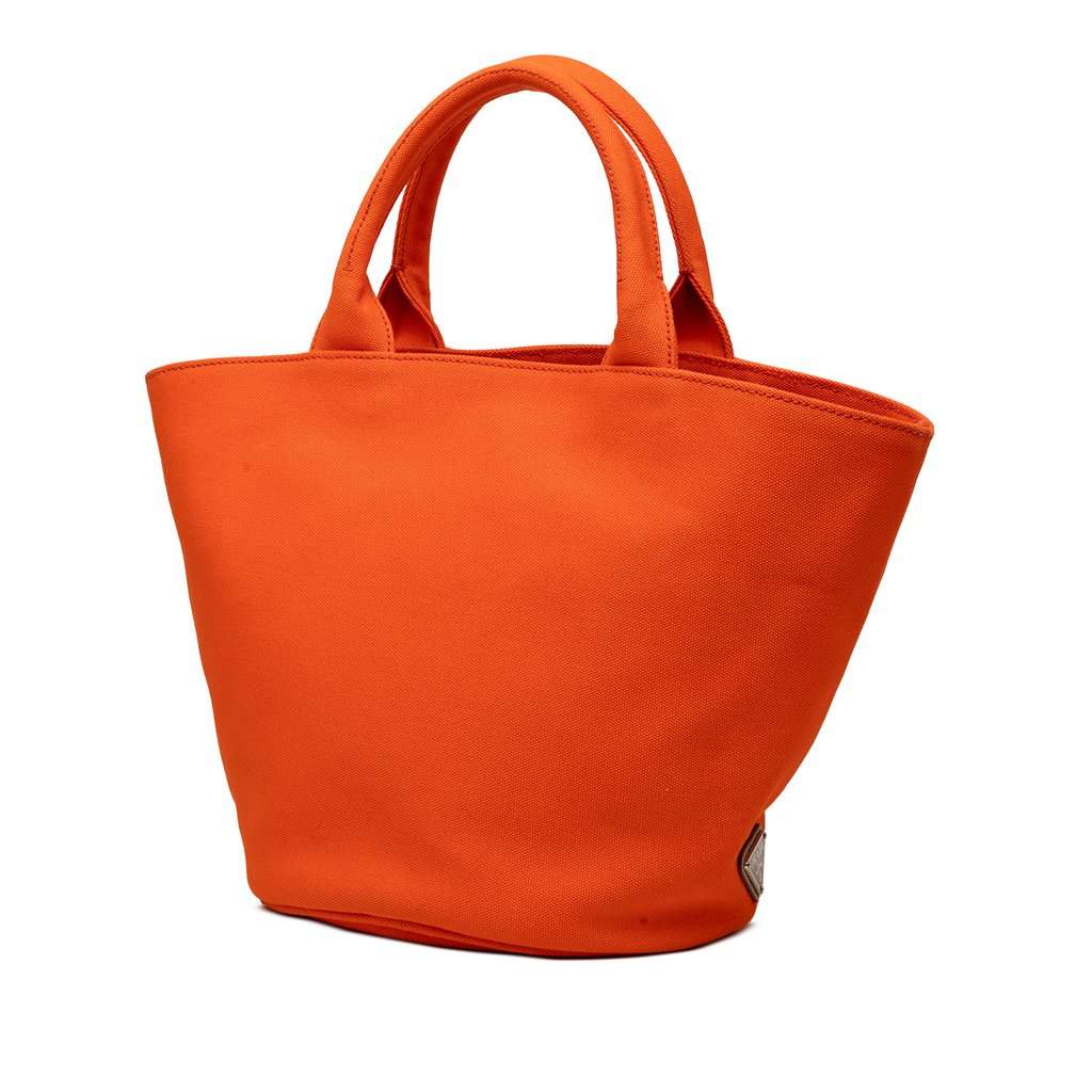 Prada Canvas Canapa Logo Tote Orange Very good - Back View