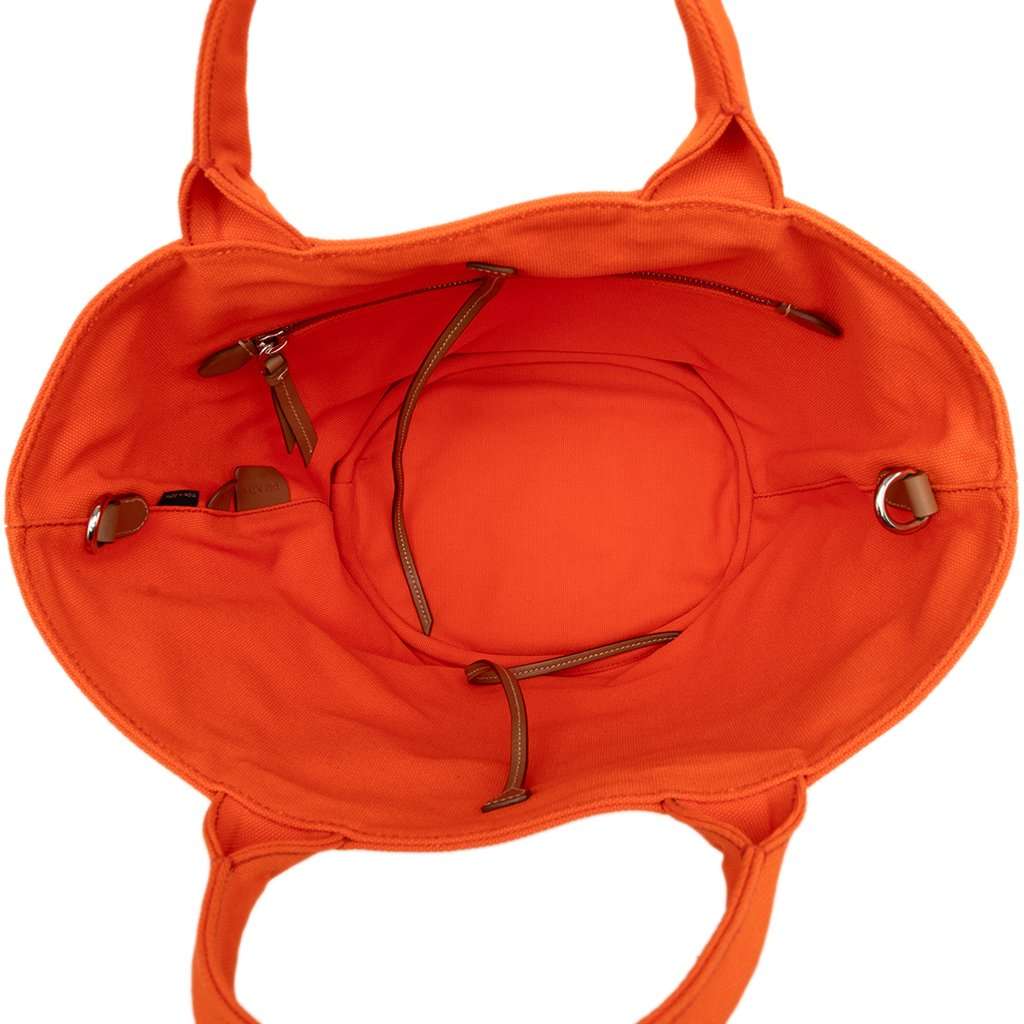 Prada Canvas Canapa Logo Tote Orange Very good - Model View