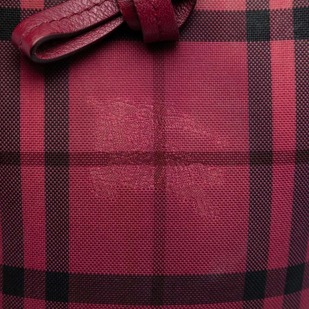 Burberry Baby Haymarket Check Nylon Overdyed Bucket Bag Red Very good condition - Box View