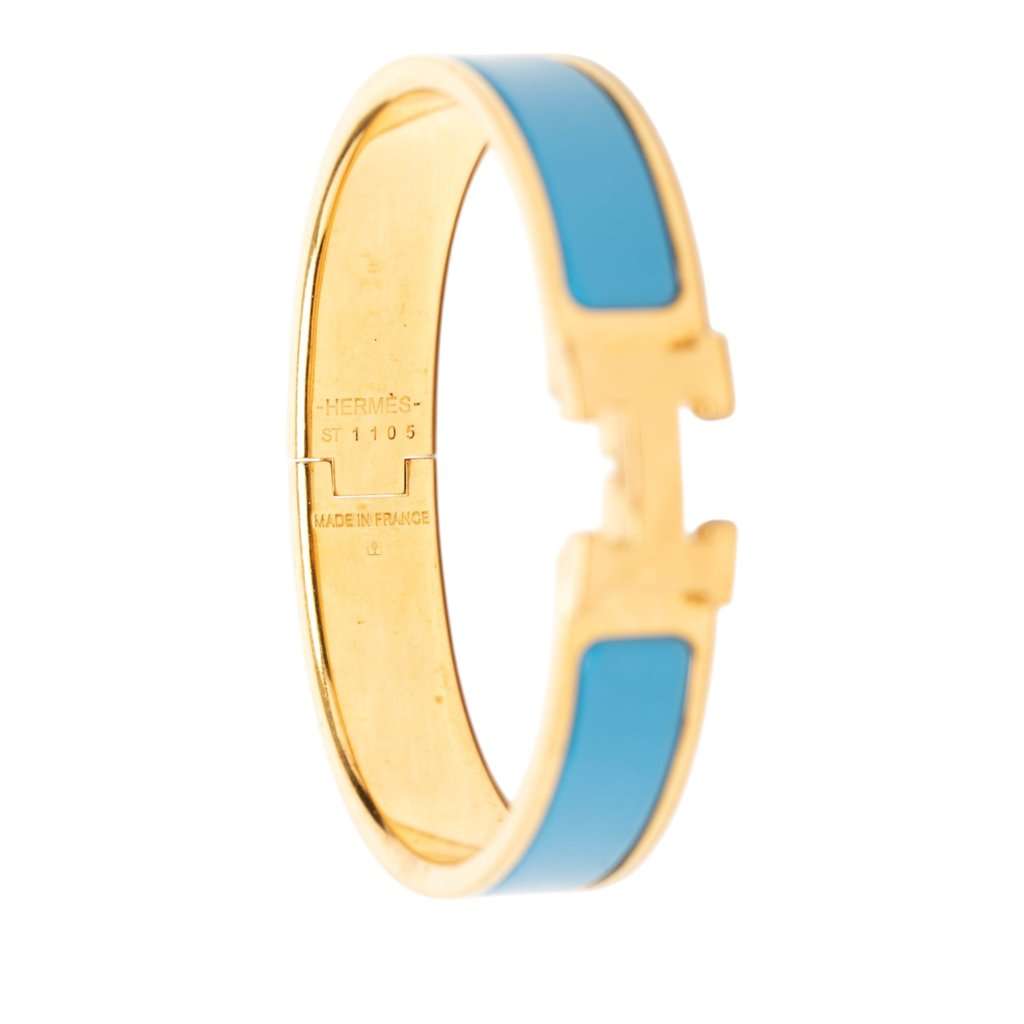 Hermès Narrow Enamel Clic H Bracelet PM Blue Very good condition - Model View
