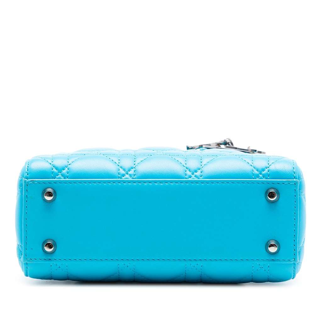 Dior Mini Lambskin Cannage Lady Dior Blue Leather Very good - Inside View