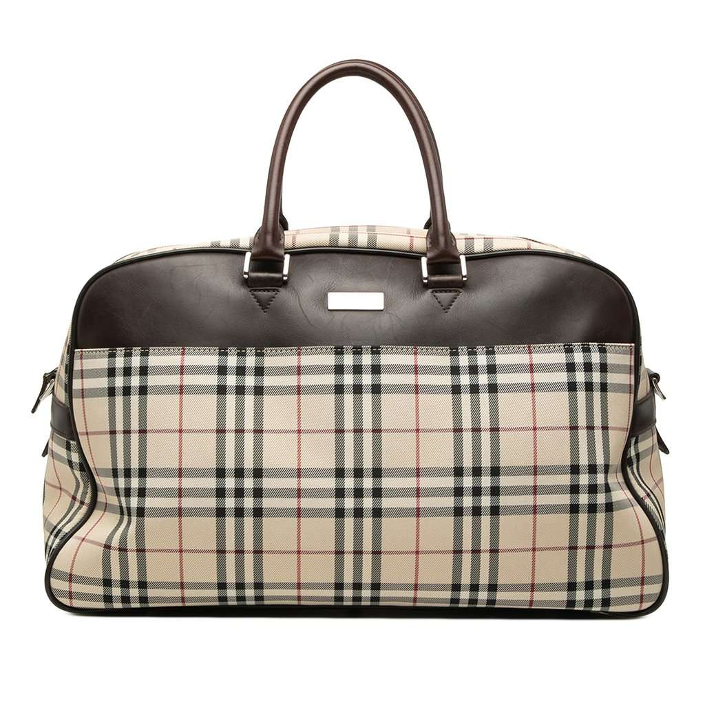 Burberry House Check Canvas Travel Bag Beige Good - Front View