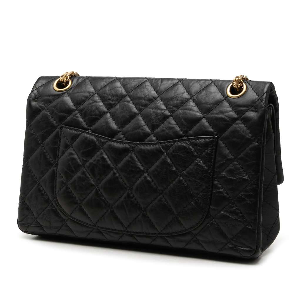 Chanel Quilted Aged Calfskin Reissue 2.55 Double Flap 226 Black Leather Very good condition - Back View