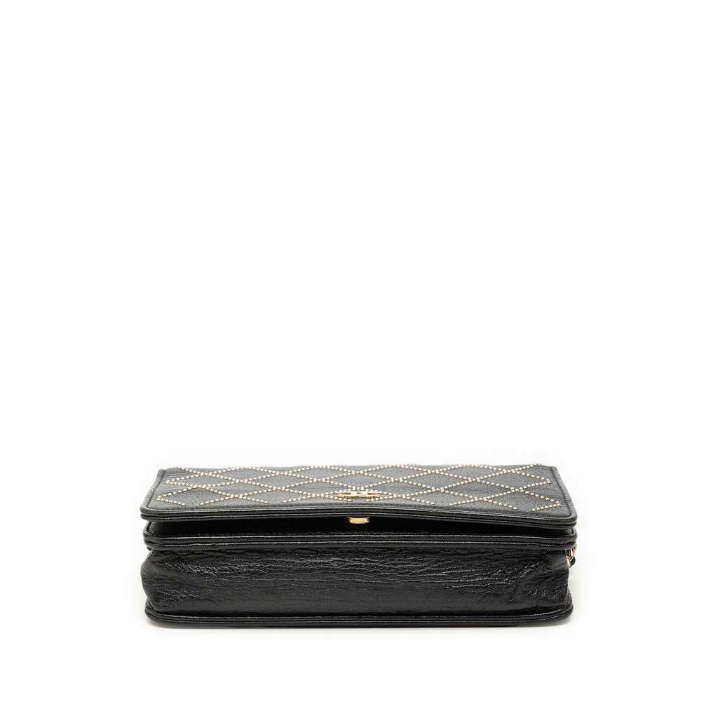 Chanel CC Studded Lambskin Crystal Wallet On Chain Black Leather Very good condition - Inside View
