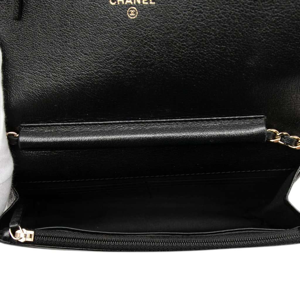 Chanel CC Studded Lambskin Crystal Wallet On Chain Black Leather Very good condition - Model View
