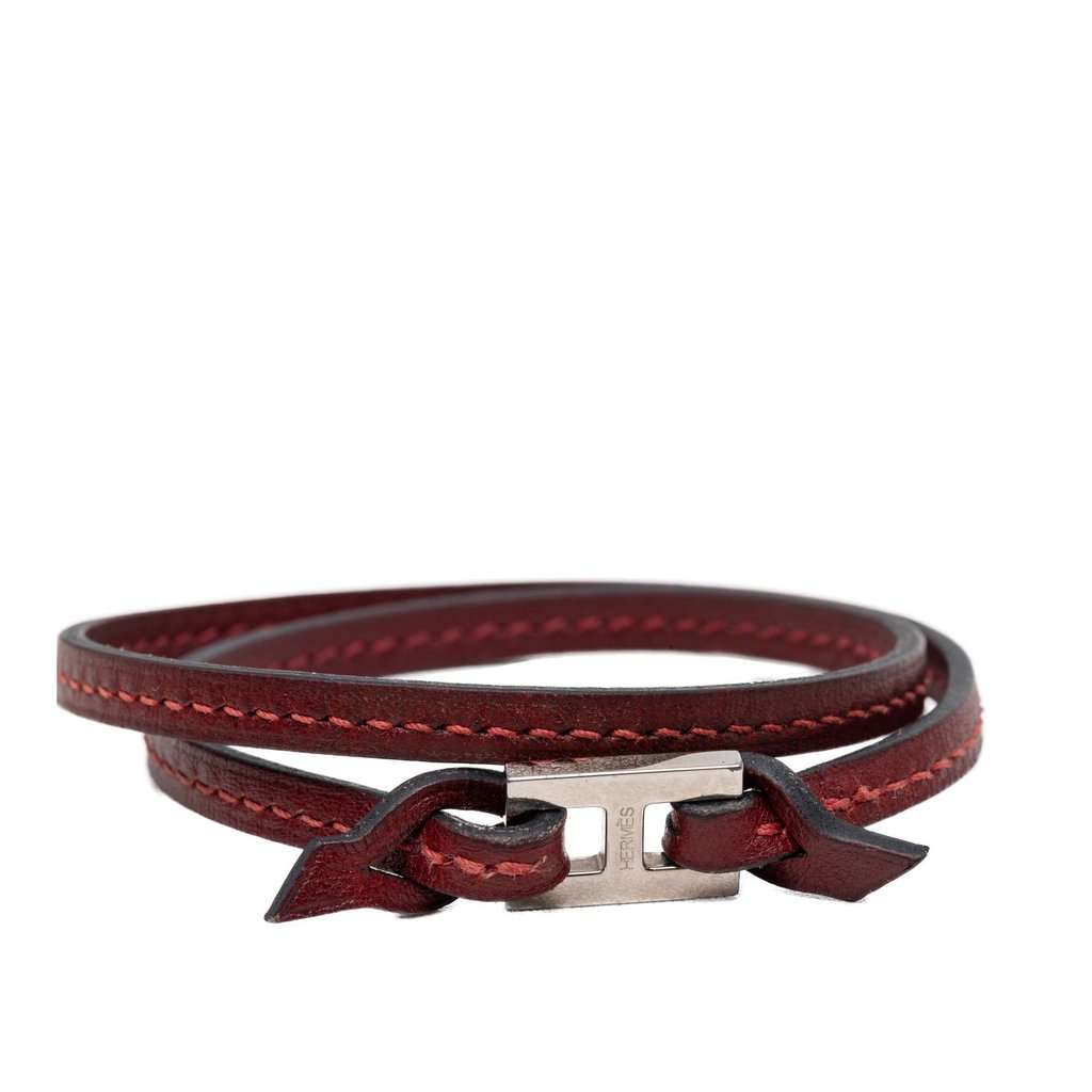 Hermès Leather Tillet Double Tour Bracelet Red Leather Very good condition - Model View