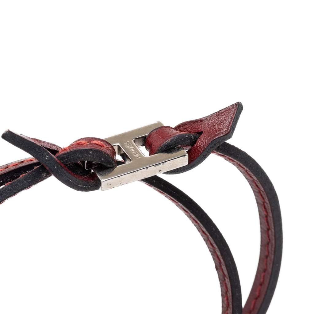 Hermès Leather Tillet Double Tour Bracelet Red Leather Very good condition - Box View