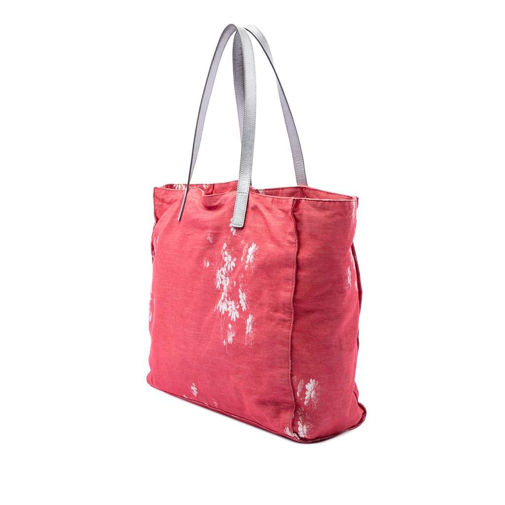 Prada Floral Printed Canvas Tote Pink Very good - Back View