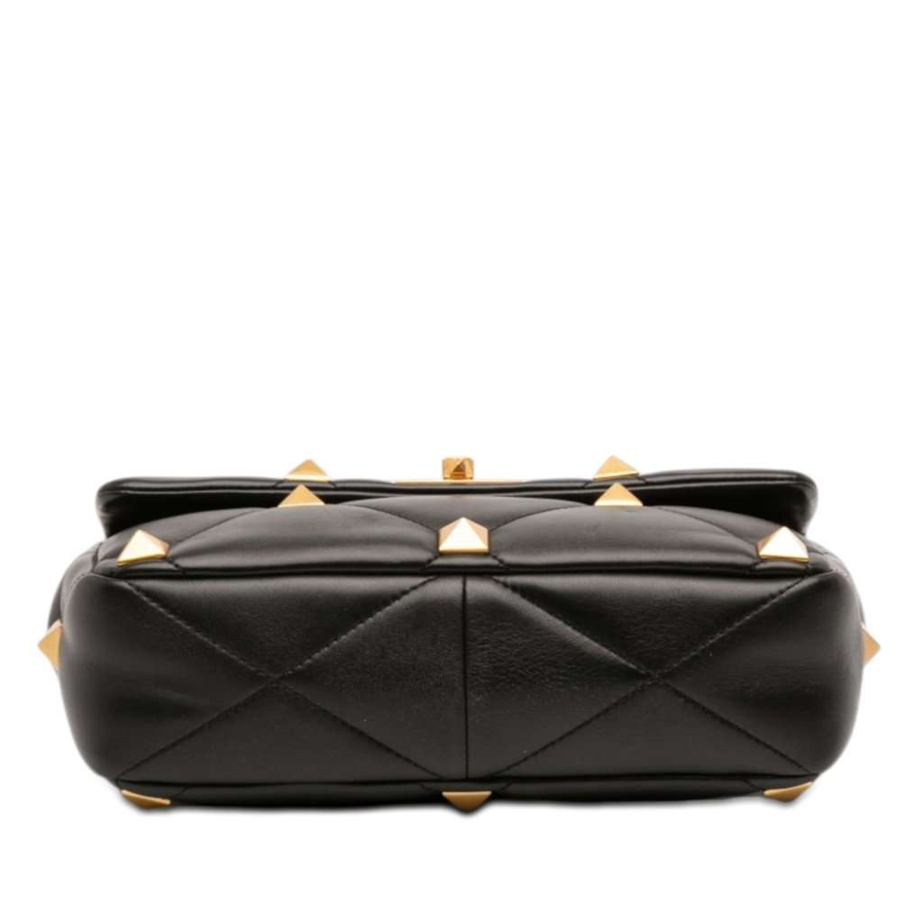 Valentino Large Nappa Roman Stud Satchel Black Leather Very good condition - Inside View