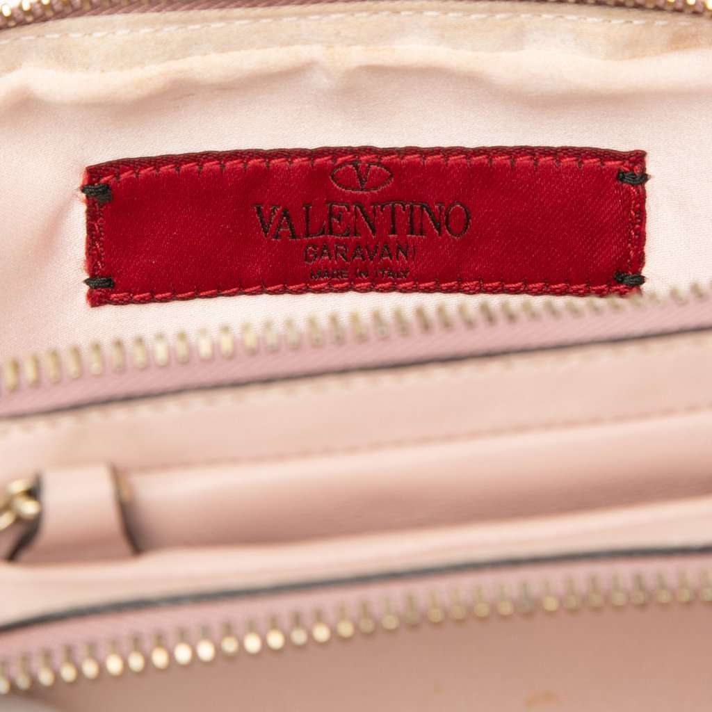Valentino Leather Rockstud Double Zip Crossbody Pink Leather Very good - Box View