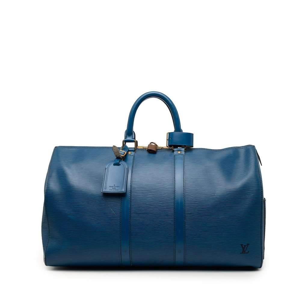 Louis Vuitton Epi Keepall 50 Blue Leather Good condition - Front View