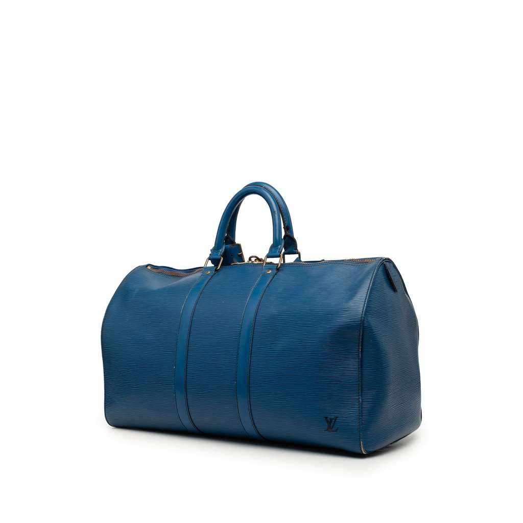 Louis Vuitton Epi Keepall 50 Blue Leather Good condition - Back View