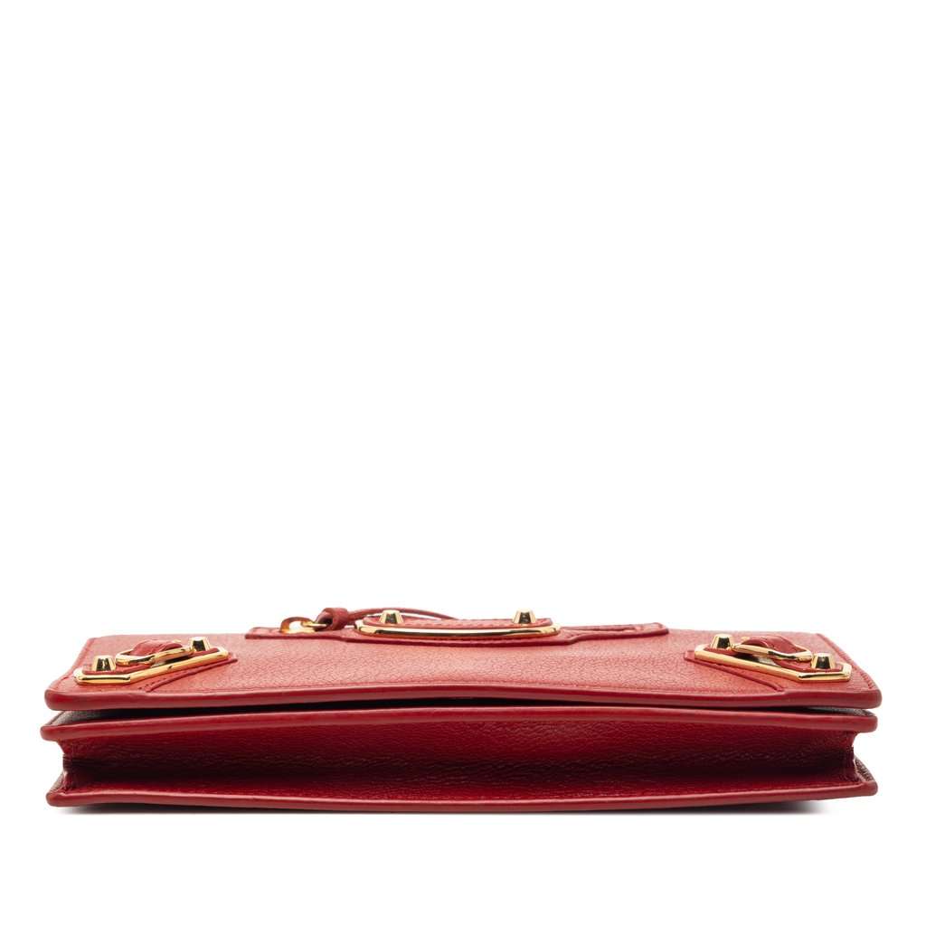 Balenciaga Goatskin Motocross Metallic Edge Wallet on Chain Red Leather Very good condition - Inside View