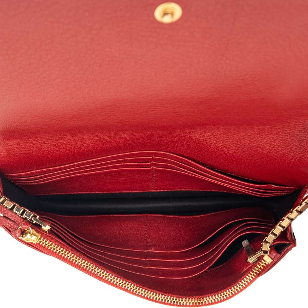 Balenciaga Goatskin Motocross Metallic Edge Wallet on Chain Red Leather Very good condition - Model View