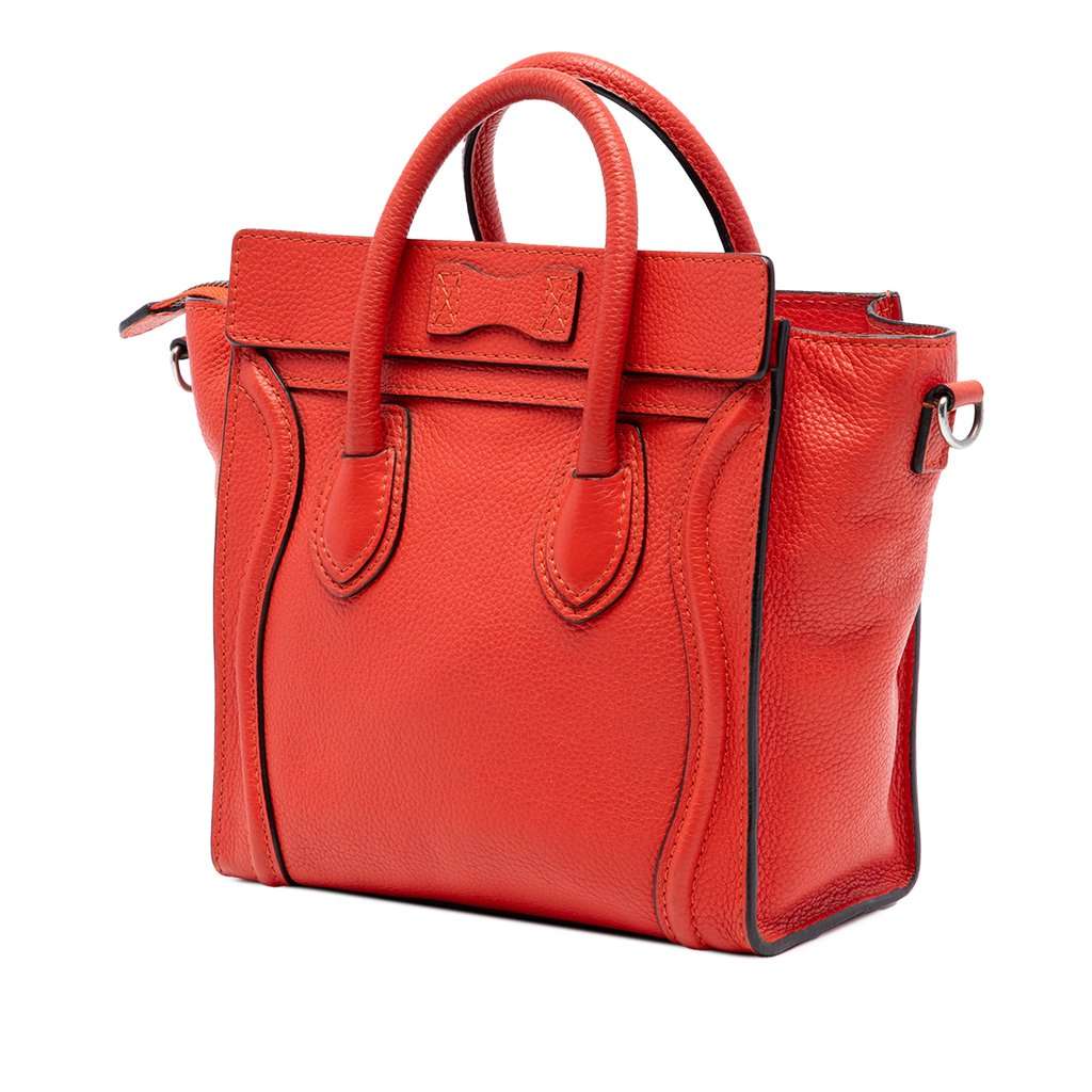 Celine Nano Leather Luggage Tote Orange Leather Very good condition - Back View