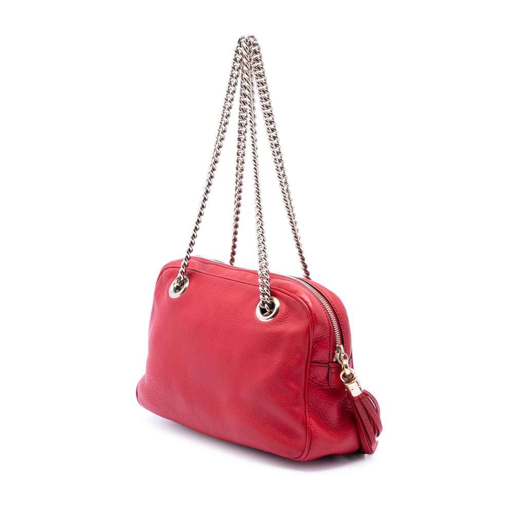 Gucci Calfskin Soho Chain Zip Shoulder Bag Red Leather Very good condition - Back View