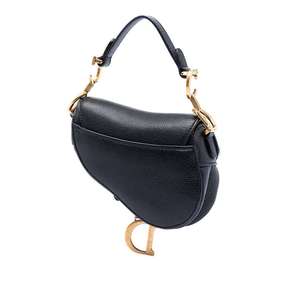 Dior Micro Goatskin Saddle Bag Black Leather Very good condition - Back View